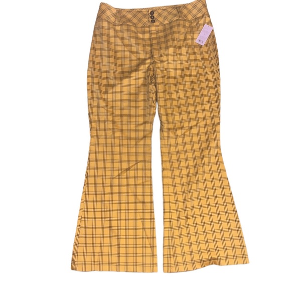 wild fable Pants - NWT Wild Fable Yellow & Brown Plaid Flare Pants